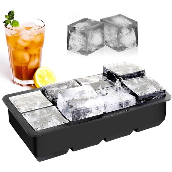 Moldes y Bandejas de Silicona para Hielo, Bandejas de Silicona Reutilizables, Moldes para Paletas con Tapa para Cubitos, Cócteles, Whisky, Fácil Liberación, Sin BPA (8 Cubos, 1 Pieza)