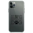 thumbnail image 1 of DistinctInk Clear Shockproof Hybrid Case for iPhone 11 Pro MAX (6.5" Screen) - TPU Bumper Acrylic Back Tempered Glass Screen Protector - All Friends Must Be Approved by the Dog, 1 of 1