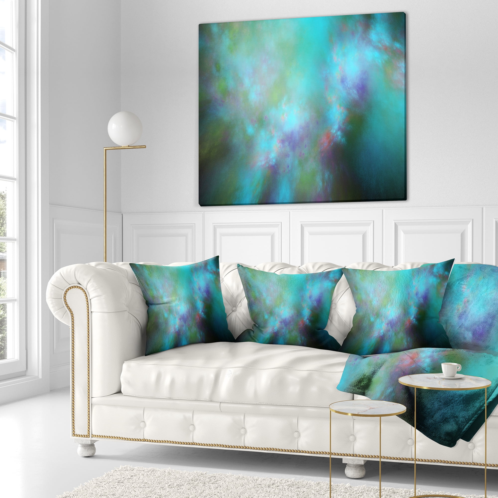 Designart Perfect Blue Starry Sky - Abstract Throw Pillow - 16x16
