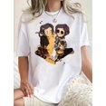 thumbnail image 1 of Women's Fun Cartoon Print T-Shirt - Casual Crew Neck, Short Sleeve, Stretchy Polyester Blend, Machine Washable, Summer Fashion Tee with Unique Doll Design, 1 of 6