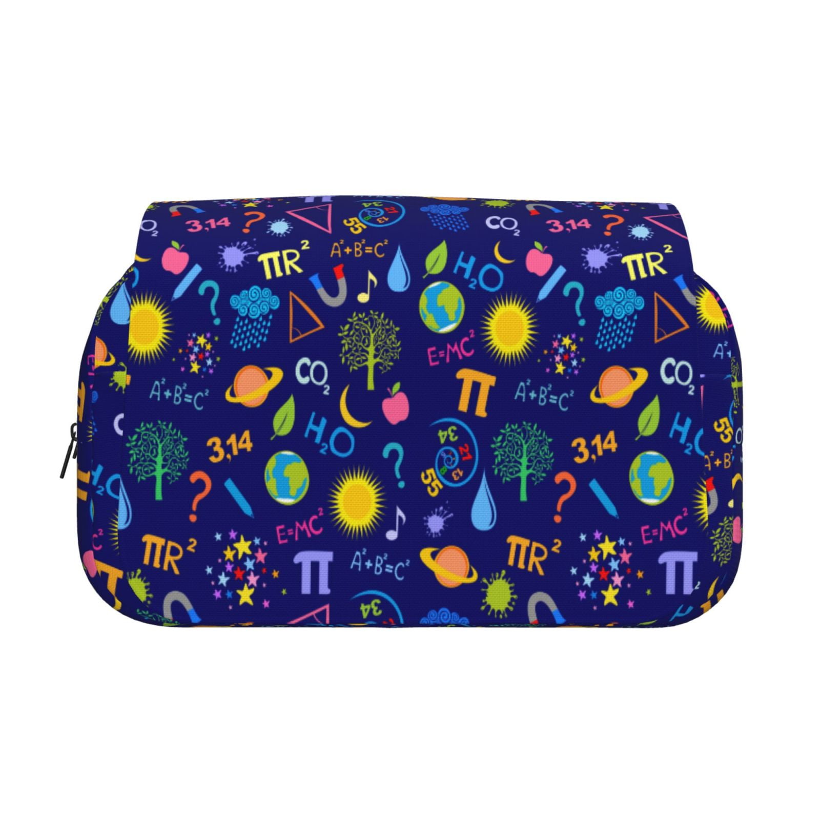 Rateoe Mathematics And Chemistry Pattern Double Clamshell Pen Case, Storage Organizer with Two Zipper Compartments– Holds Up to 50 Pencils & Pens
