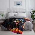 thumbnail image 4 of Fleece Blanket,Bizarre Colorful Cat,Velvet Plush Fleece Blanket,For Sofa, 4 of 8