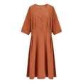 thumbnail image 6 of Njagoc3 Womens V - Neck Half - Sleeve Dress, Solid Color for Summer Casual & Office, 6 of 6