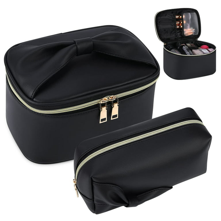 Makeup Bag 2 Pcs Cosmetic Bag Waterproof Large Make Up Bag for Travel  Bow-Knot Storage Bag Portable Cosmetic Pouch Makeup Brush Organizer  Toiletry