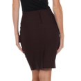 thumbnail image 2 of Sakkas Knee Length Tiered Sleek Stretch Skirt - Brown - Small, 2 of 4