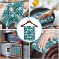thumbnail image 3 of Green White Floral 1 Pack Kitchen Towel, Water Absorbent Dish Towel, Farmhouse Retro Botanical Leaves Decorative Hand Towels - Quick Drying Cloth for Cooking Baking, 18x28 Inch, 3 of 8