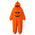 thumbnail image 3 of BOOMNY Halloween Unisex Men Womens Flannel Onesie Pajamas Hallowmas Pumpkin Face Graphic Long Sleeve Hooded Pjs Jumpsuit Cozy Warm Loungewear Homewear, 3 of 5