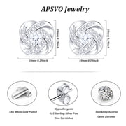 APSVO 18K White Gold Plated Stud Earrings for Women Girls CZ S925 Sterling Silver Post April Birthstone Earrings with Crystal Birthday Graduation Jewelry Gifts Teen Her Mom Kids Ideas
