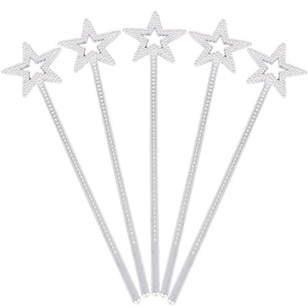 Xiangguanqianying 134 Inch Princess Wands Princess Party Supplies Scepter And Star Princess Wand(Silver 5 Pack)