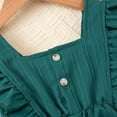 thumbnail image 5 of Splozh Kids Summer Outfits Girls Jumpsuit Wide Leg Loose Ruffle Sleeve Crew Neck Rompers with Pockets Casual Fashion Green,5-6 Years, 5 of 9