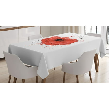 

Poppy Tablecloth Head of a Herbaceous Plant Opiate Flower with Messy Color Splashes Drawing Style Rectangular Table Cover for Dining Room Kitchen 60 X 90 Inches Red White Black by Ambesonne