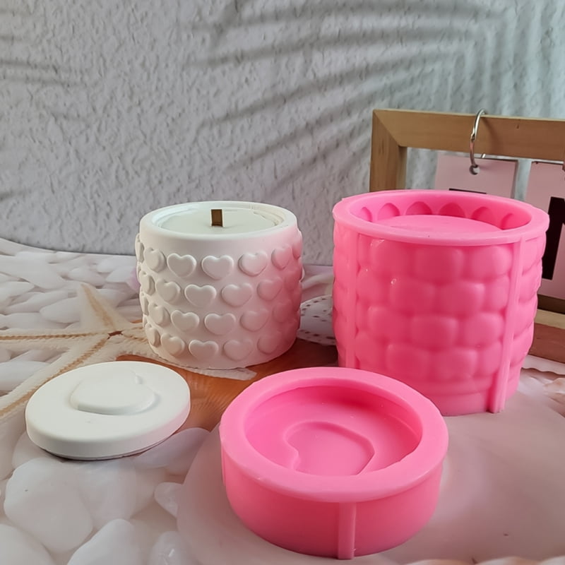 Zecic Handmade Cylinder Candle Cup Molds Candle Jar with Lid Silicone Molds Plaster Molds Craft Supplies for Candle Making