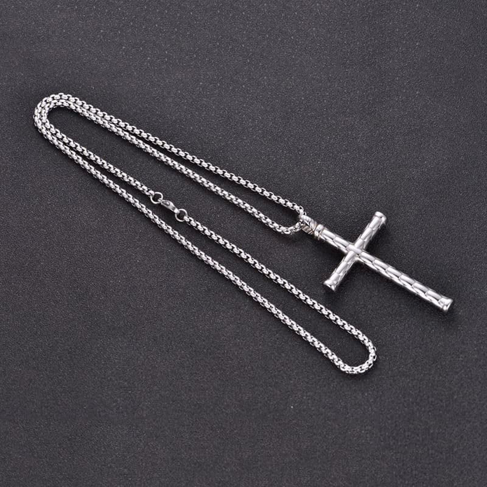 Vintage OL Titanium Steel Pendant with Zirconia Triple Clasp Necklace