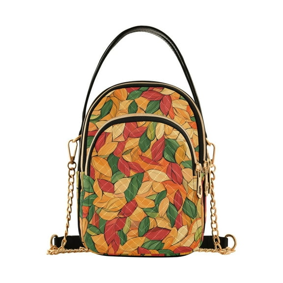joogoo Women Autumn Fall Leaves Chain Crossbody Bags Shoulder Handbag Phone Purse