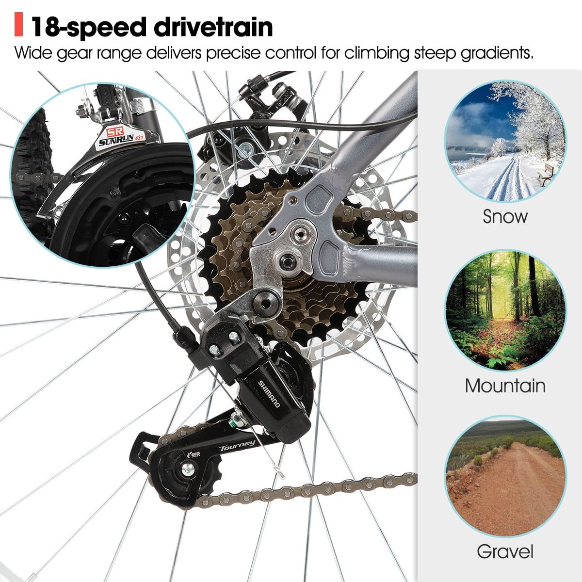 Hiland 26 Inch Mountain Bike, 18 Speed MTB with Dual Disc Brake, Mountain Bike for Men , Aluminium Frame Bicycle