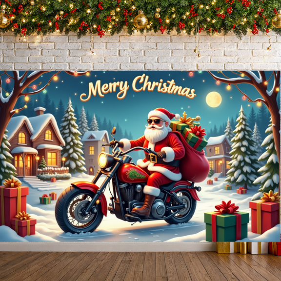 Decorative Design Merry Christmas Banner Holiday Santa Claus Polyester Material Decorative Gift for Christmas Party Winter Celebration Home Decoration