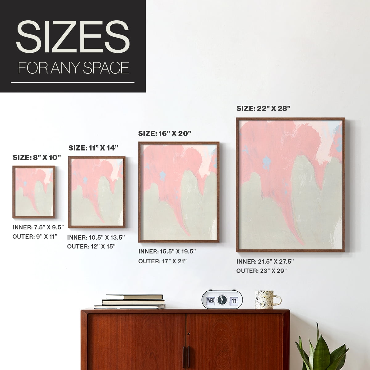 Blushing Abstract IV Framed Print in Brown Solid Wood Framed Print No Nail Hanging