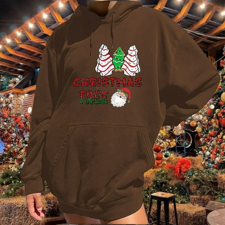 

Aueoeo Women Sweatshirts Womans Sweatshirts Women s Casual Sexy Christmas Cake Print Long Sleeve Pullover Shirt Casual Cute Holiday Long Sleeve Hoodie Tops
