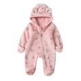thumbnail image 4 of GYRATEDREAM Newborn Baby Footie Fleece Lined Onesie Outfits Cute Print Warm Hooded Romper for Infant 3-12 Months, 4 of 12