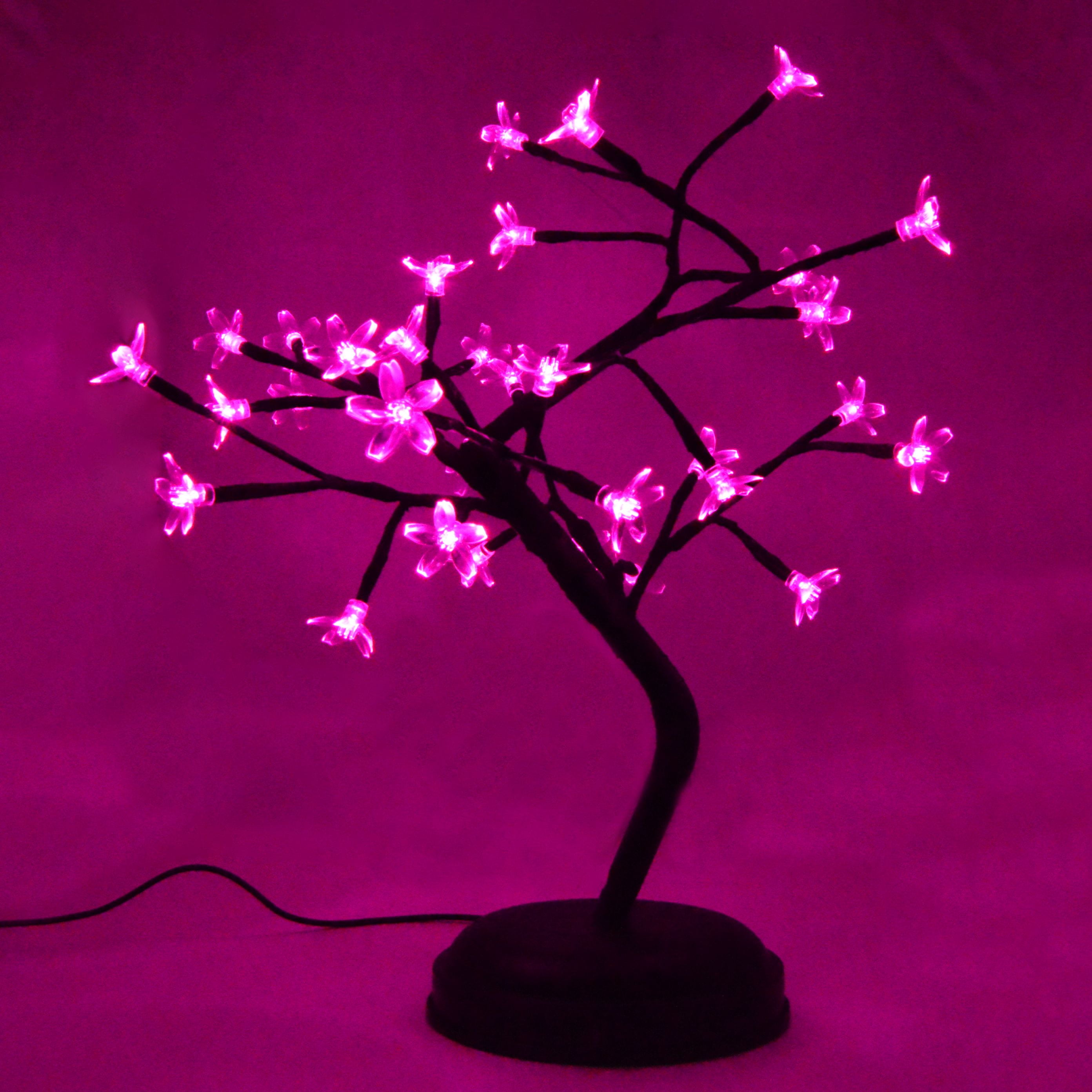 Pink Crystal Flower Bonsai Table Lamp with 9 Foot USB Cord ...