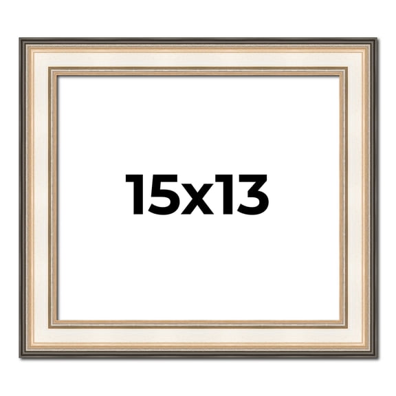 15x13 Frame Gold Silver Plein Aire 2" Inch Wide Moulding Solid Wood Picture Frame | Modena