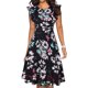 thumbnail image 1 of ICHUANYI Clearance Womens Vintage Ruffle Sleeves Floral Print Flared A Line Swing Casual Dresses(Black&Blue , S) Ichuanyi Ichuanyi, 1 of 8