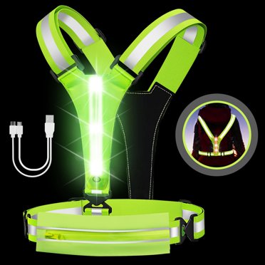 Athletic Works Neon Green LED Adjustable Rope Safety Vest Reflective ...