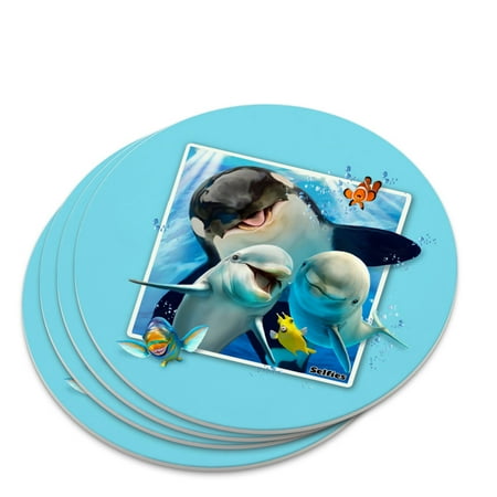 

Ocean Selfie Picture Orca Killer Whale Dolphins Novelty Coaster Set