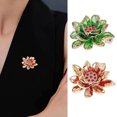 thumbnail image 2 of Chinese Style Enamel Brooch Sparkling Rhinestones Flower Shape Lapel Pin Suits Coats Bags Scarves Badge Versatile Accessory, 2 of 8