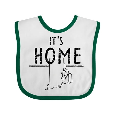 

Inktastic It s Home- State of Rhode Island Outline Distressed Text Gift Baby Boy or Baby Girl Bib