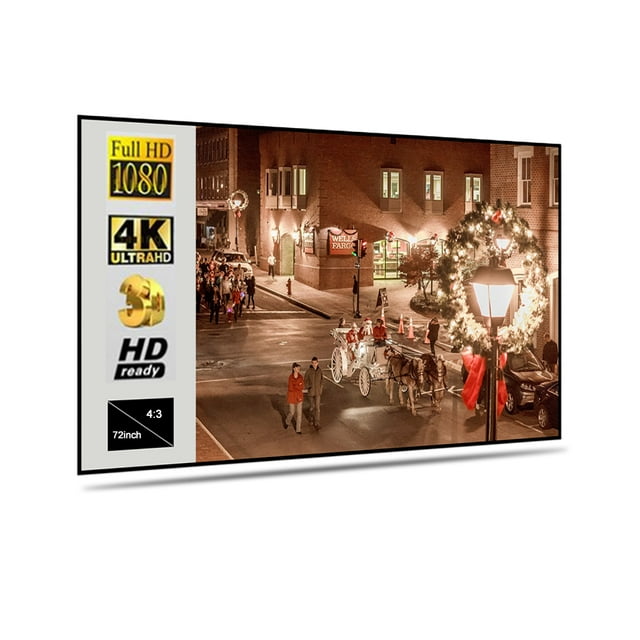72-inch 4:3 Portable Foldable Projector Screen with Metal Layer for Enhanced Brightness, Gray Curtain for Improved Contrast, Easy Wall Mount with Magic Pastes, High-Density Fiber Material, Suitable