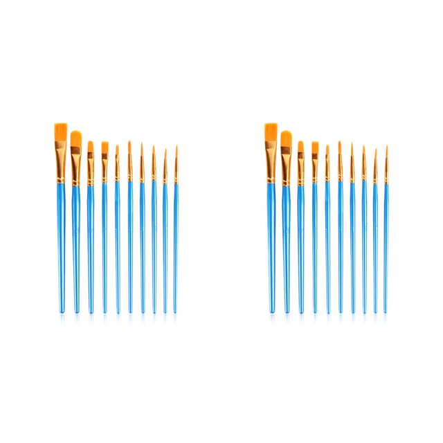 Yuarrent 10 piezas de pinceles de pintura con mango de madera, juego de aceite de acuarela, accesorios de pinceles portátiles DIY, azul Azul 2Conjunto