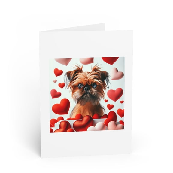 DistinctInk Greeting Card / Note Card - Valentine's Day Brussel Griffon - PACK of 5