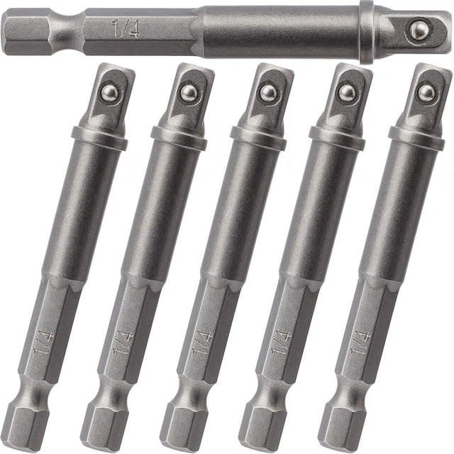 HUGFEGWE 6 Pack 1/4" Square Impact Adapter, Extension Impact Driver Bit Set, Socket Bit Adapter, 1/4" Hex Shank to Drive Adapter for Automotive DIY U2537-31625
