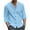 Blue, variant on WREESH Men's Casual Button Down Shirt Cotton Linen Solid Round Neck Long Sleeve Shirt Blue