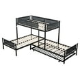 Metal Bunk Bed for 3, HSUNNS LShaped Triple Twin Over Twin Bunk Bed with Trundle Bed Space
