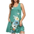 thumbnail image 2 of UPPADA Women Summer Casual Sleeveless Midi Dress Floral Print Pleated Tank Dresses Crewneck Loose Fit Boho Sundress Flare Tank Dress with Pockets Cheap Clothes Multicolor,S, 2 of 5