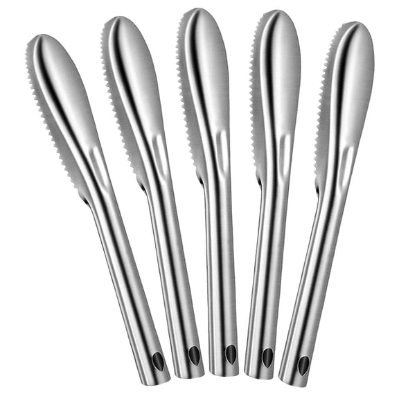 EXHUMKY 2-Pack Reusable Stainless Steel Fish Scale Scraper with Comfortable Non- Handle Tool for Easy Cleaning