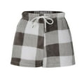 thumbnail image 6 of Samickarr Fleece Shorts for Women Trendy Drawstring Elastic Waist Soft Comfort Warm Pajama Shorts Plaid Printed Casual Homewear Loungwear Shorts, 6 of 6