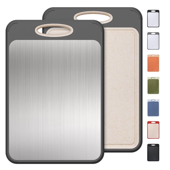 SOCISEN STAINLESS STEEL CUTTING BOARD, DOUBLE SIDED FOOD GRADE - Dark Gray