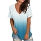 thumbnail image 2 of Camiseta degradada Sonducket para mujer S-XXXL multicolor ropa de calle cuello en V informal holgada fibra transpirable verano Blanco+Azul Claro L, 2 of 6