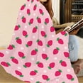 thumbnail image 2 of Cute Pink Strawberry Throw Blanket for Couch Super Cozy and Comfy Fleece Blanket, Soft and Fuzzy Throw Blanket for Sofa Bedroom Home Decor for All Seasons, 50" x 60", 2 of 6