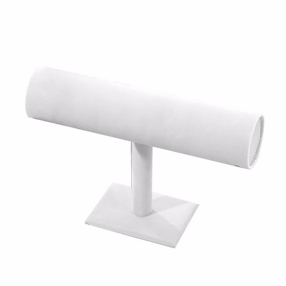 Velvet T-Bar Display Stand Holder Organizer Bracelet Jewelry Watch Headband/ Leather Jewelry Storage Rack, White