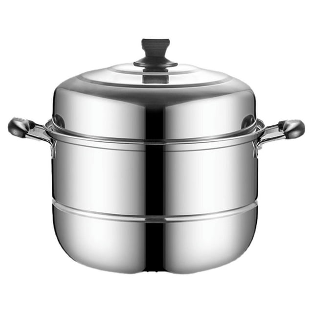 11 Inch Thickened Stainless Steel Double Layer Steaming Pot, Household Steamer for Soup, Bread, And Fish, Large Capacity Pot for Induction Cooker And Stove, Even Heat Distribution, Durable , 1 Pot