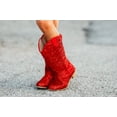thumbnail image 4 of Taylor Glitter Cowgirl Western Boots Girls, Red Sparkle Size 1 youth (big kid), 4 of 6