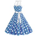 thumbnail image 4 of Glisme Casual Dresses For Women Polka Dot Dress For Women Polka Dot Party Dresses A Line Neck Swing Dress With Belt Light Blue Sundress Birthday Dresses, 4 of 4