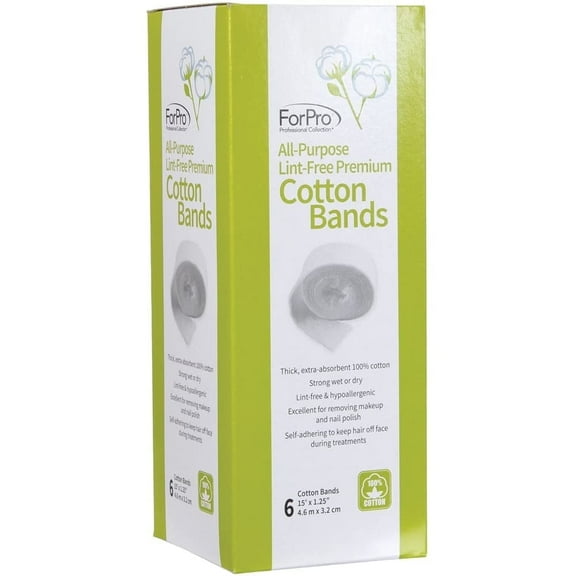 ForPro All-Purpose Lint-Free Premium Cotton Bands, 100% Cotton, Lint-Free, Hypoallergenic, Self-Adhering, 6-Count Pack