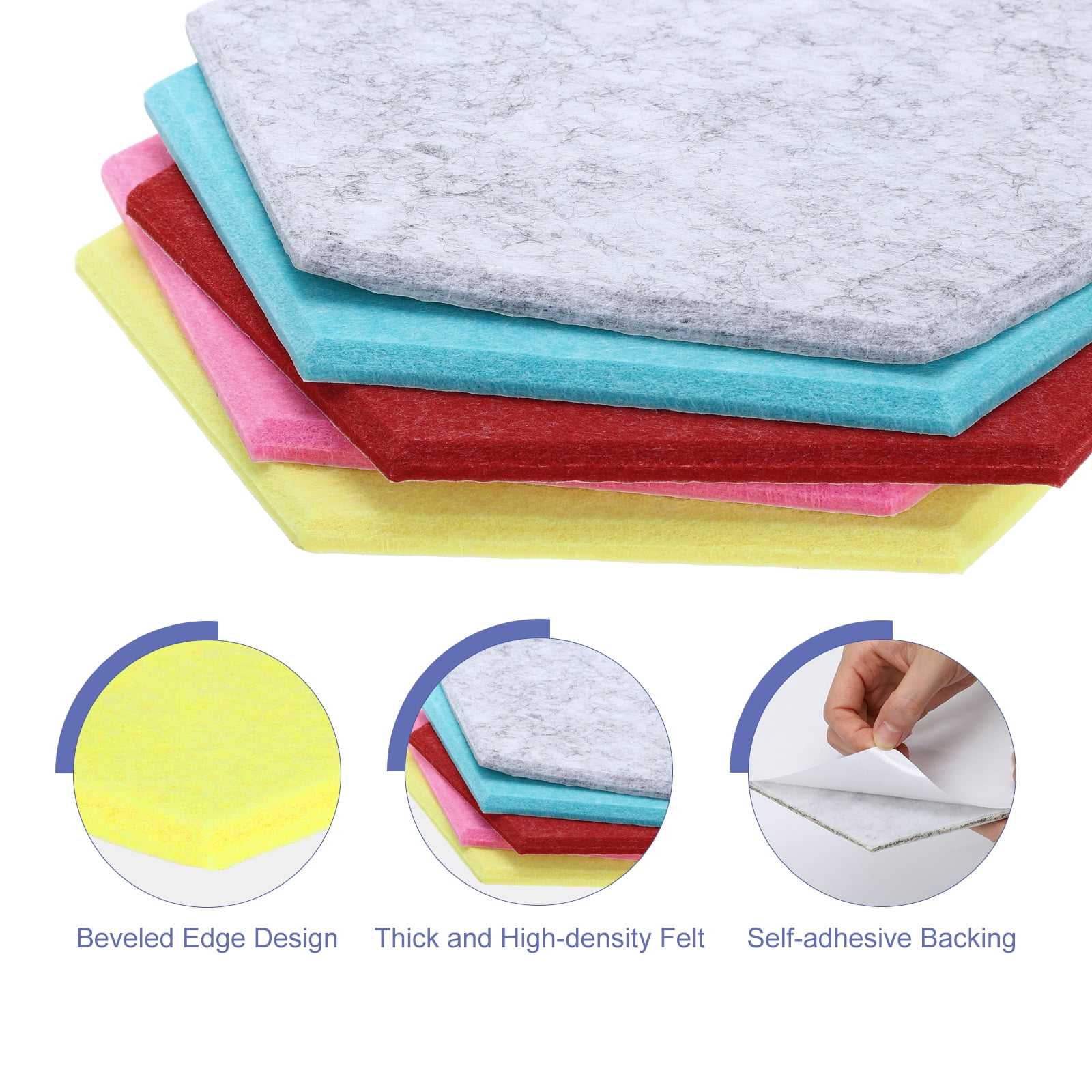 Hexagon Acoustic Panels B1 Fireproof Soundproof Foam Panels with 30 Push Pins(Lemon Yellow)