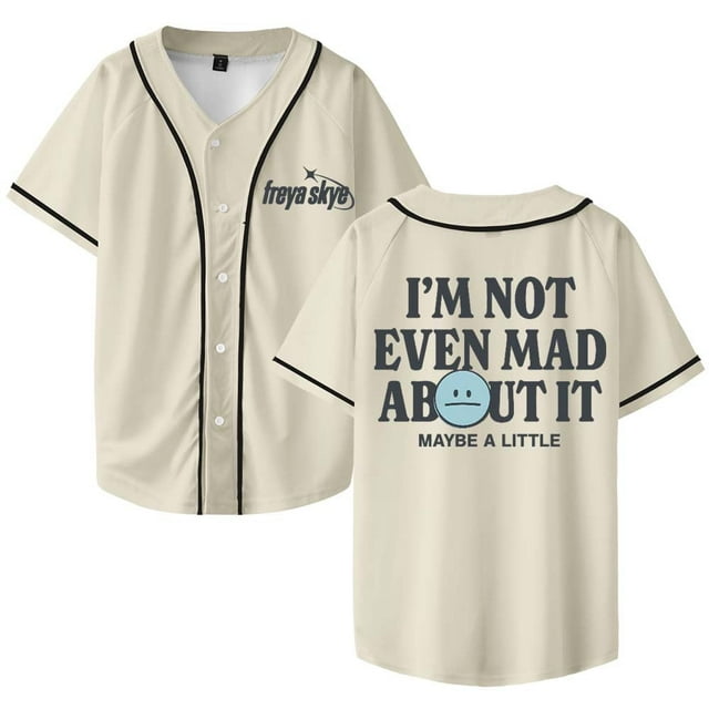 Freya Skye ni siquiera loco por eso camiseta de béisbol camisa con cuello en V mujeres hombres ropa de calle de manga corta,Beige,XS