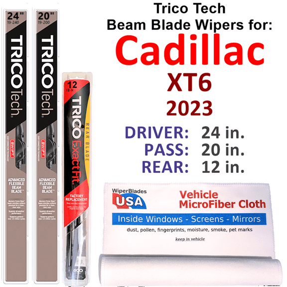 2023 Cadillac XT6 Beam Blade Wipers (Set of 3) w/Rear Wiper